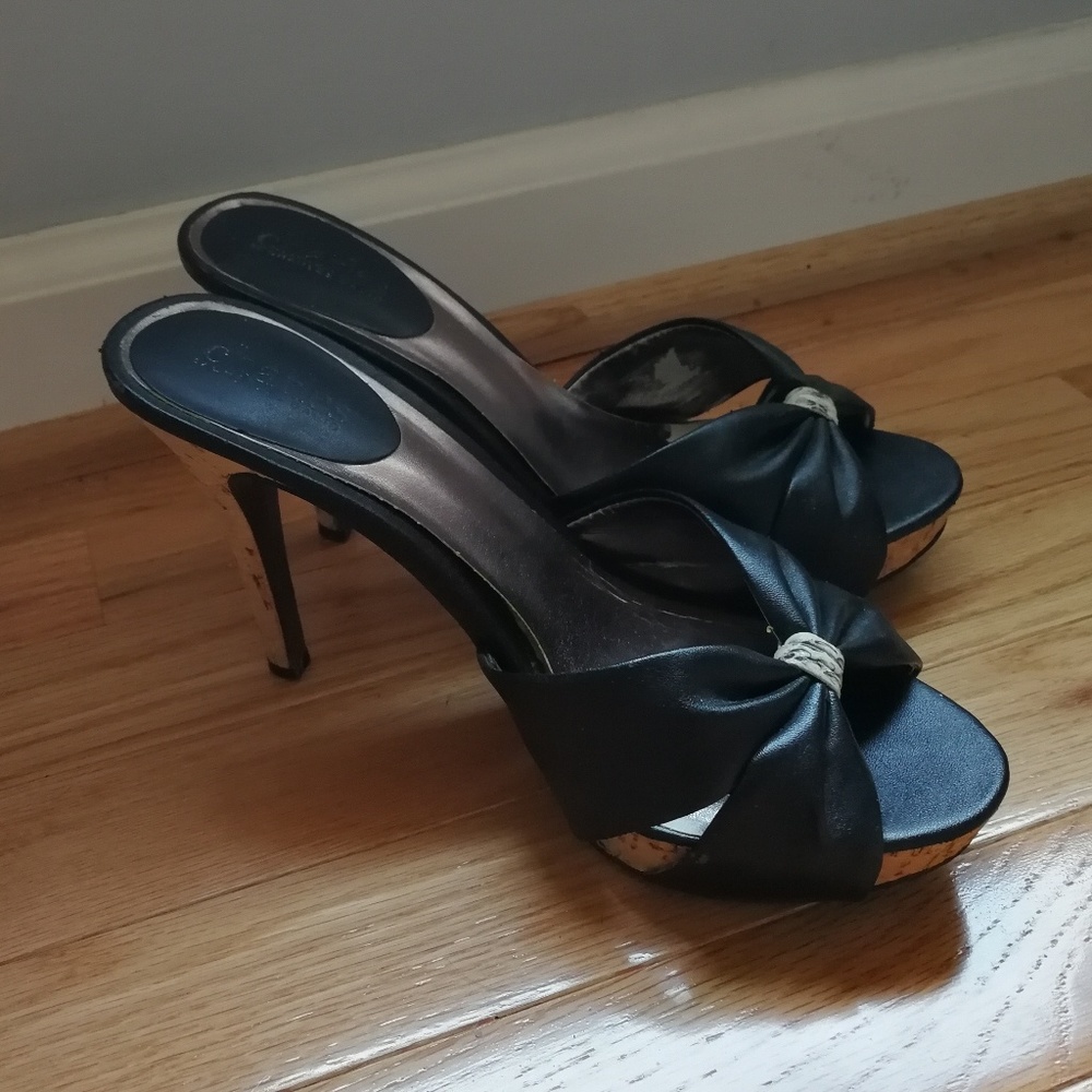 Charles By Charles David Black Stilettos with Bow